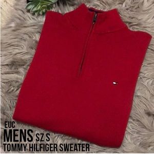 Like New Tommy Hilfiger 1/4 Zip Sweater-Sz s-Cotton-Red